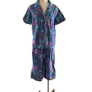 Printfresh Floral Blue Cropped Pajama Set